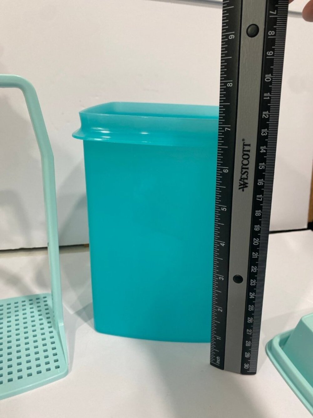 Tupperware Pick-Deli Square Aqua Blue 3-Pc Set Like New - Picture 3 of 10